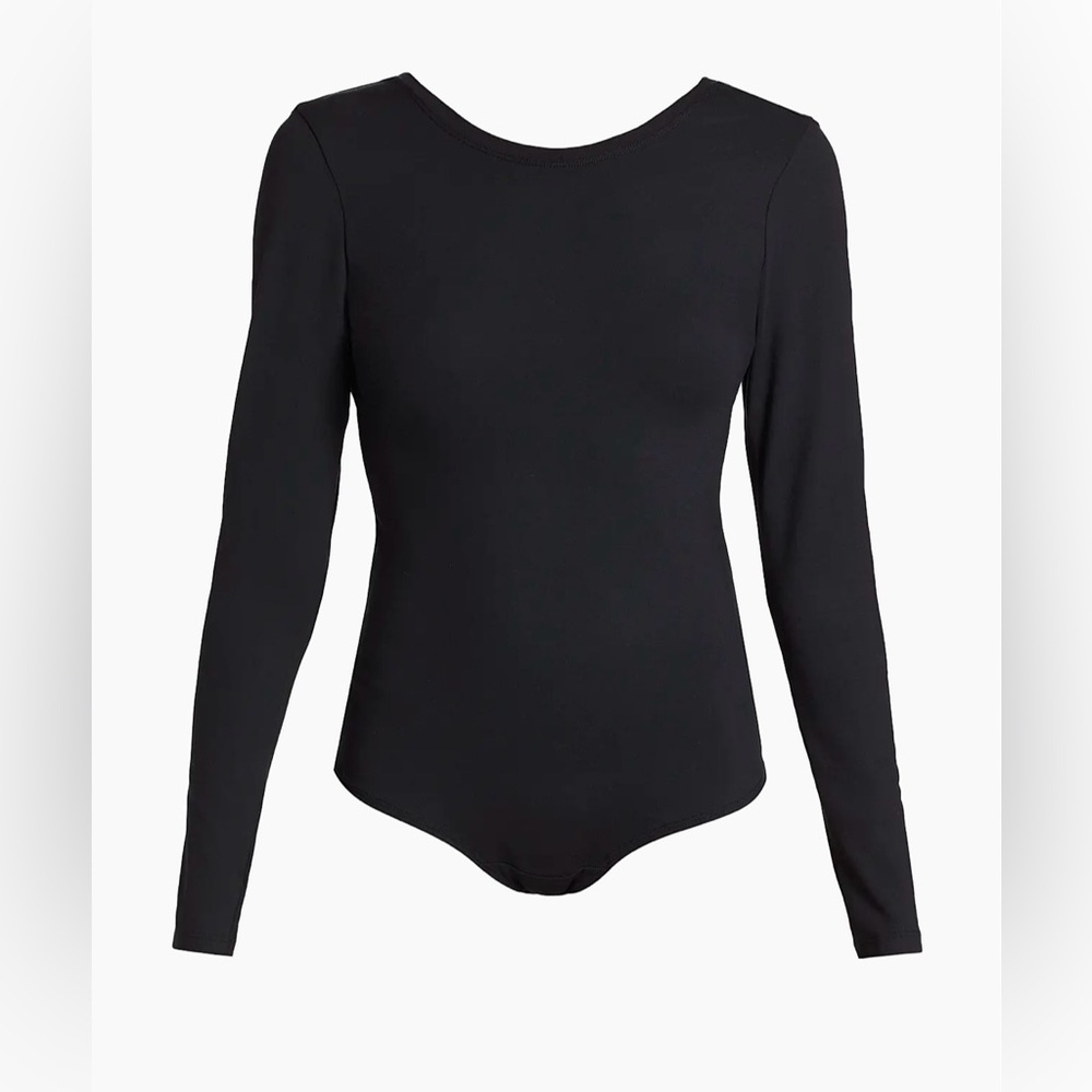 SPANX Black Long-Sleeve Scoop-Neck Bodysuit